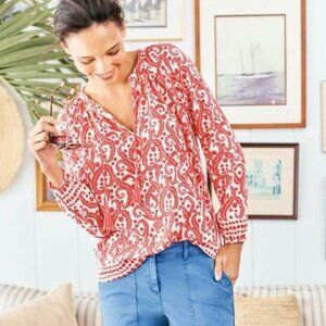 Boden Gauzy Boho Top, Coral Reef, Size 2